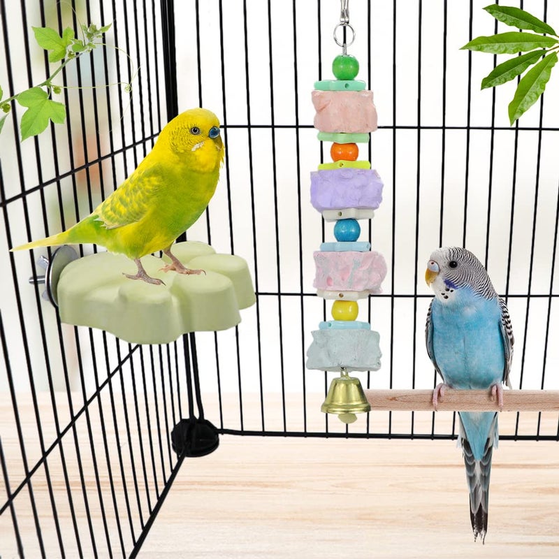 Litewoo Bird Beak Trim Colorful Calcium Stone Parrot Pet Chew Long String Cage Toy with Bell, Chinchilla Grinding Teeth Claw Shape Lava Block for Conure, Budgies, Parakeet, Hamster, Rabbit 2-Pcs - Image 4